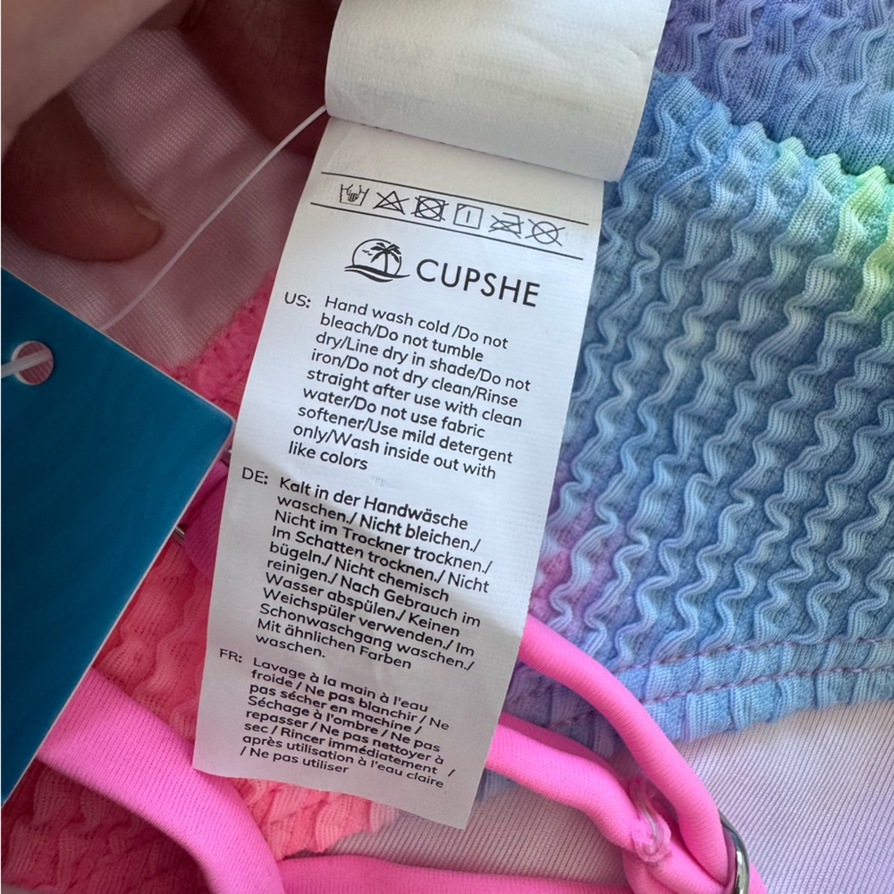 NWT Small Cupshe Sherbet Tie-dye Textured Scoop Neck Two Piece Bikini Swimsuit - Picture 14 of 14